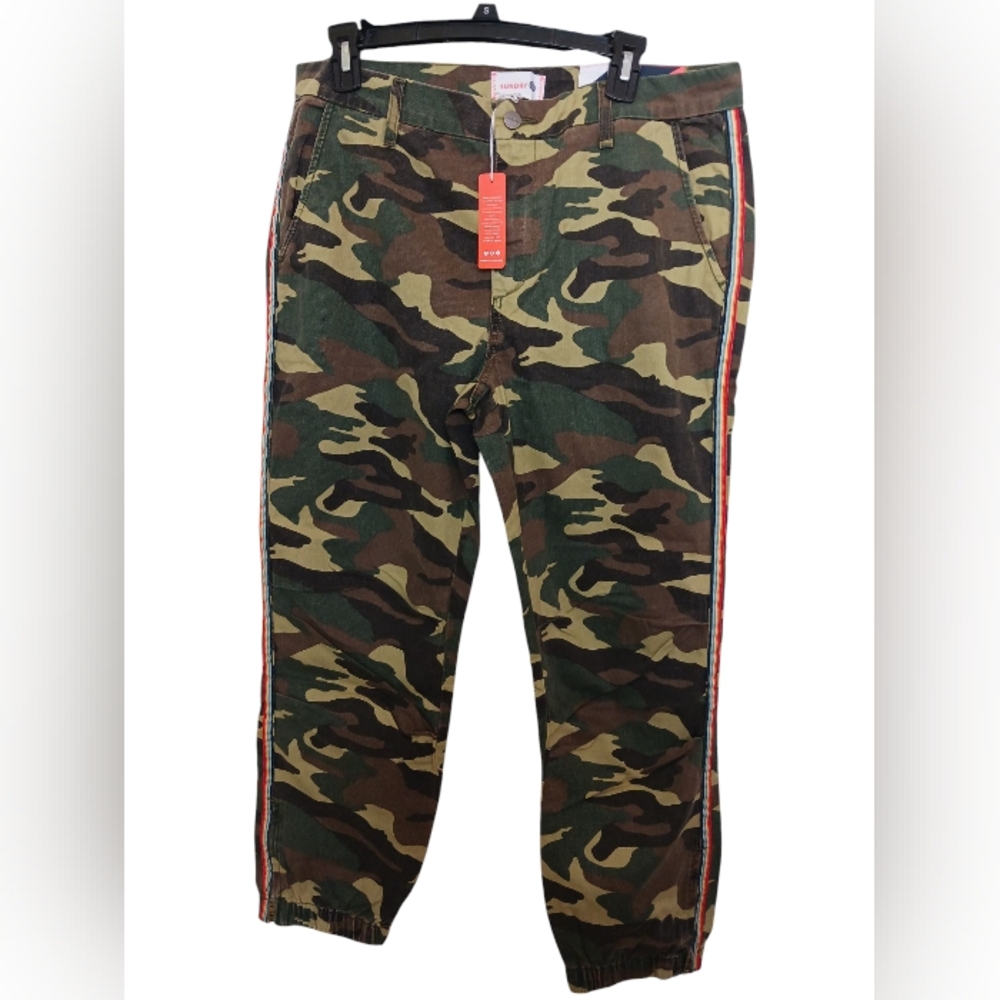 Sundry camouflage rainbow detail jogger jeans w zipper ankle size 30 NWT